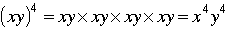 (x*y)^4=x*y*x*y*x*y*x*y=x^4*y^4. 